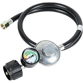 ATKKE 3ft Propane Hose Regulator with Gauge, Universal Gas Grill Regulator and Hose for Weber, Charbroil, Nexgrill, Cuisinart Grill, Patio Heater and Fire Pit, Low Pressure 3/8 Female Flare Nut