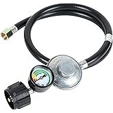 SHINESTAR 3.5 FT Universal Gas Grill Regulator & Hose With Gauge - Replacement For Weber, Charbroil