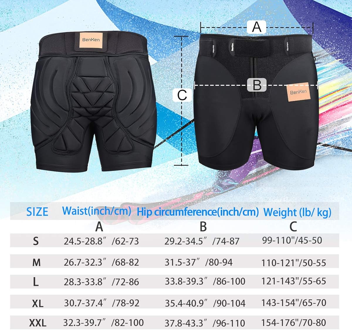 BenKen Hip Protective Padded Short Pants: Clothing