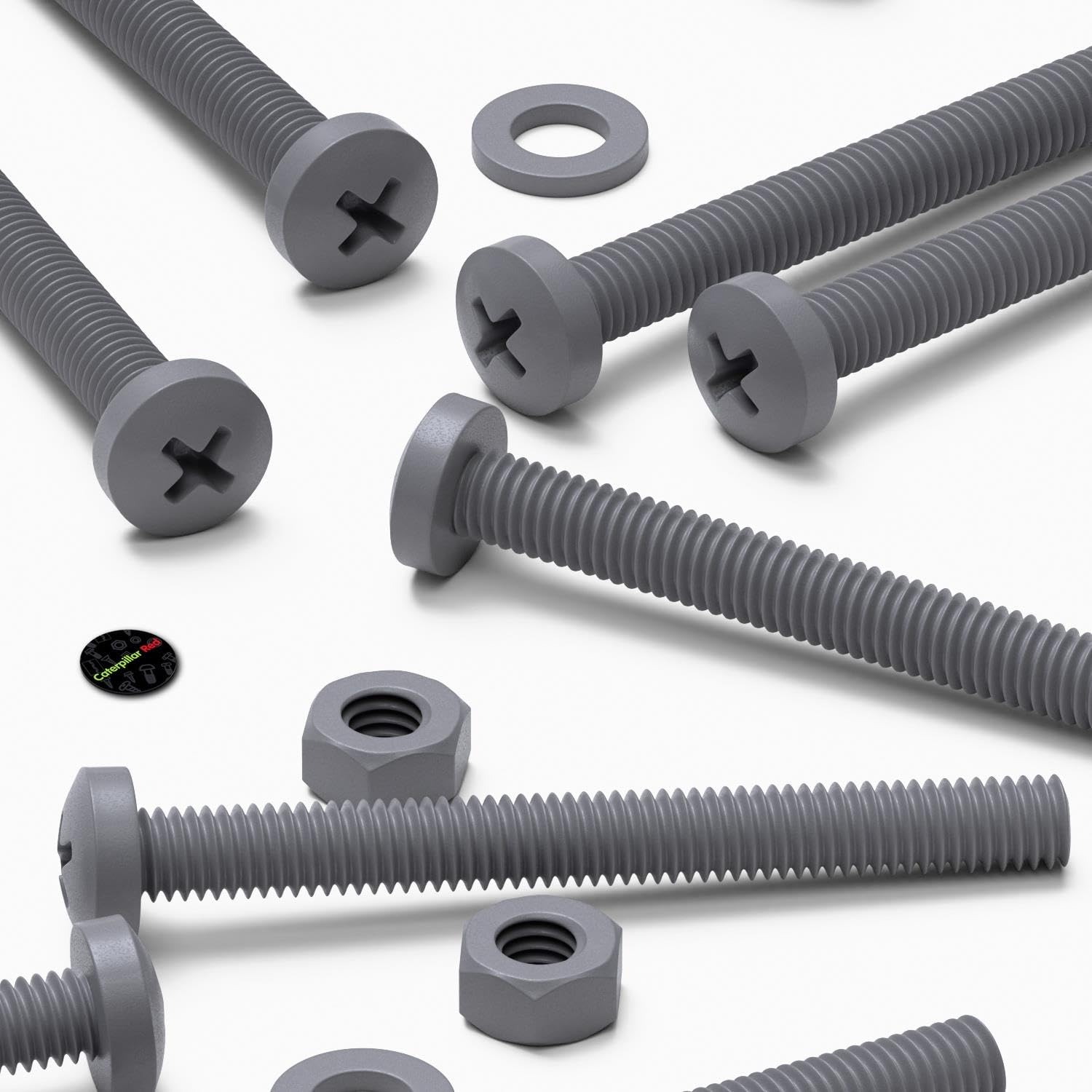 20 x Grey Pan Head Screws Polypropylene (PP) Plastic Nuts and Bolts, Washers, M6 x 60mm, Anti-Corrosion, Chemical Resistant, Electrical Insulator, Gray