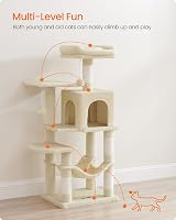 Feandrea Cat Tree Tower 112 cm Multi Level Plush Condo Beige PCT261M01 view 3
