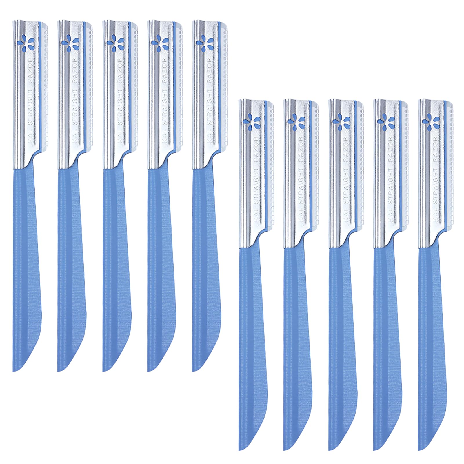 10 Pcs Beard Mustache Straight Edge Razors, Blue Men's Beards Edgers Trimmer Shaping Tool Eyebrow Razor Stainless Steel Blade for Facial Hair Fuzz Remover Hair Shaver, Replacement for Grooming Styling