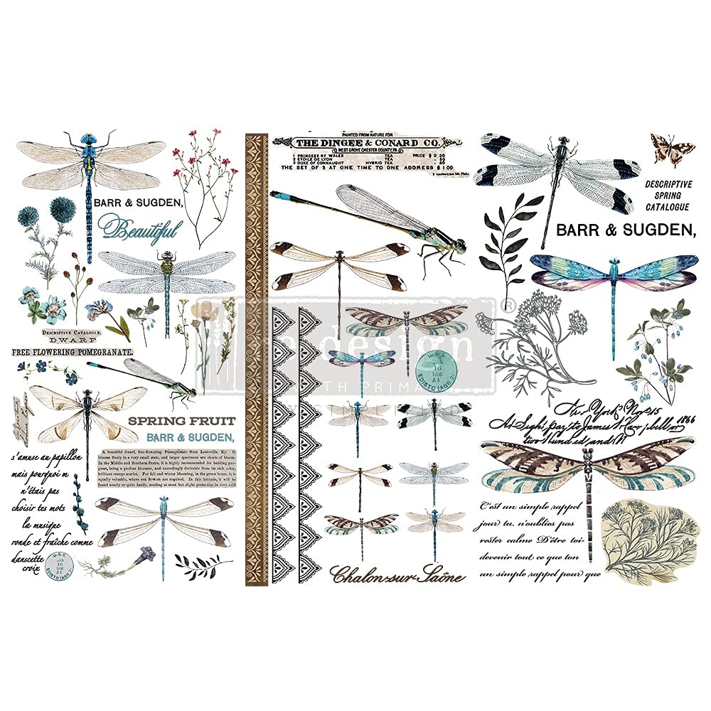 Re-Desgin with Prima Decor Transfers 6" x 12" Spring Dragonfly