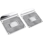Aluminum Step Plates, Universal, Polished Diamond Style, Blank Script Box | Pair includes 7-5/8 x 6 in mounting pattern, 1-3/4 in formed lip, 4.5 x 2.25 in blank script box, polished aluminum finish
