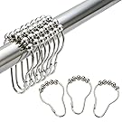 Amazer Rustproof Stainless Steel Shower Curtain Rings Hooks, Set of 12 (Polished Nickel)