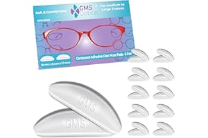 GMS Optical 1.3mm Ultra-Thin / 18mm Long Length - Anti-Slip Adhesive Contoured Silicone Eyeglass Nose Pads with Super Sticky 