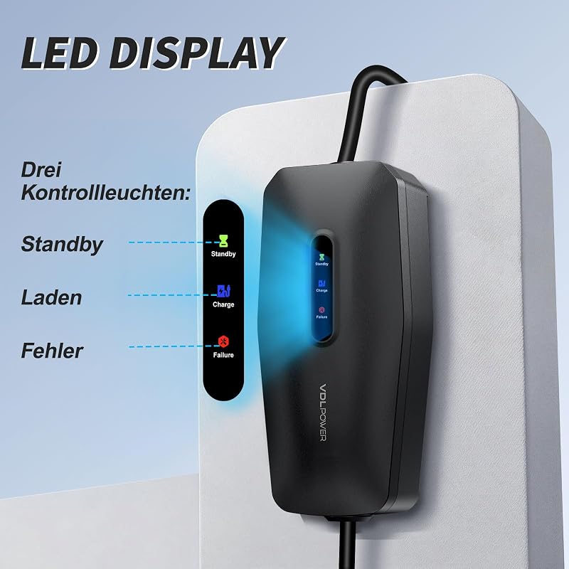 Ladekabel Typ 2, 3.68KW /5M Ladekabel Elektroauto, 16A EV Ladegerät, Typ 2 für Elektrofahrzeuge mit Einphasigem EU-Schuko, IP65 Kompatibel mit Model Y/3, XC60, ID.3, ID.4