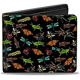 Buckle-Down Men's PU Bifold Wallet-Insects Scattered Black, Multicolor, 4.0" x 3.5"