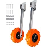 XinKunmarine Boat Launching Wheels, 10" Rubber Transom Launch Wheels with Stainless Steel Variable Angle Bracket, Launching Dolly Wheel for Inflatable Boat, Aluminum Boat