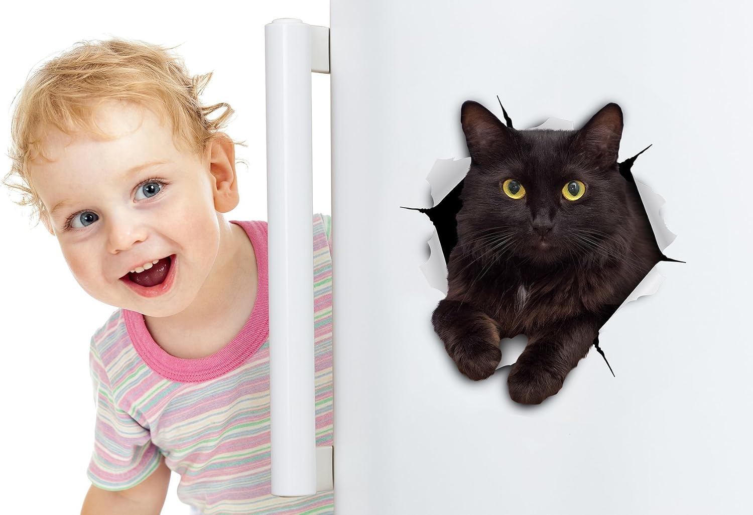 Winston & Bear 3D Cat Stickers - 2 Pack - Cheeky Black Cat Sticker, Wall, Fridge, Toilet And More - Image 3