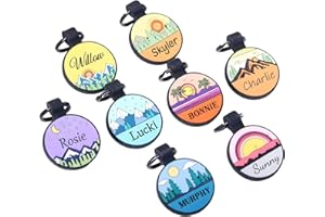 Silent Silicone Dog Tag - Personalized Engraved Soundless Pet ID Tag with Nature-Inspired Artwork, Waterproof & Durable Noise