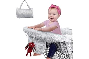 (Gray) - 2-in-1 Shopping Cart Cover and Highchair Cover for Baby, Large Size with Sippy Cup Holder, Cell Phone Storage, Showe