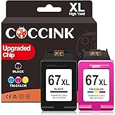 COCCINK 67XL Ink Cartridge for HP Deskjet 2800e 2855e 2852e 2827e 2842e 2700 2700e 2710e 2720e 4200 4200e 4227e 4252e Printer