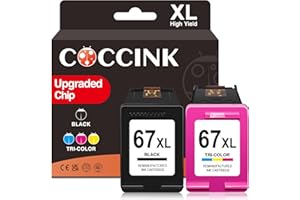COCCINK 67XL Ink Cartridge for HP Deskjet 2700 2700e 2710e 2720e 2800e 2827e 2842e 2852e 2855 2855e 4200 4200e 4227e 4252e Pr