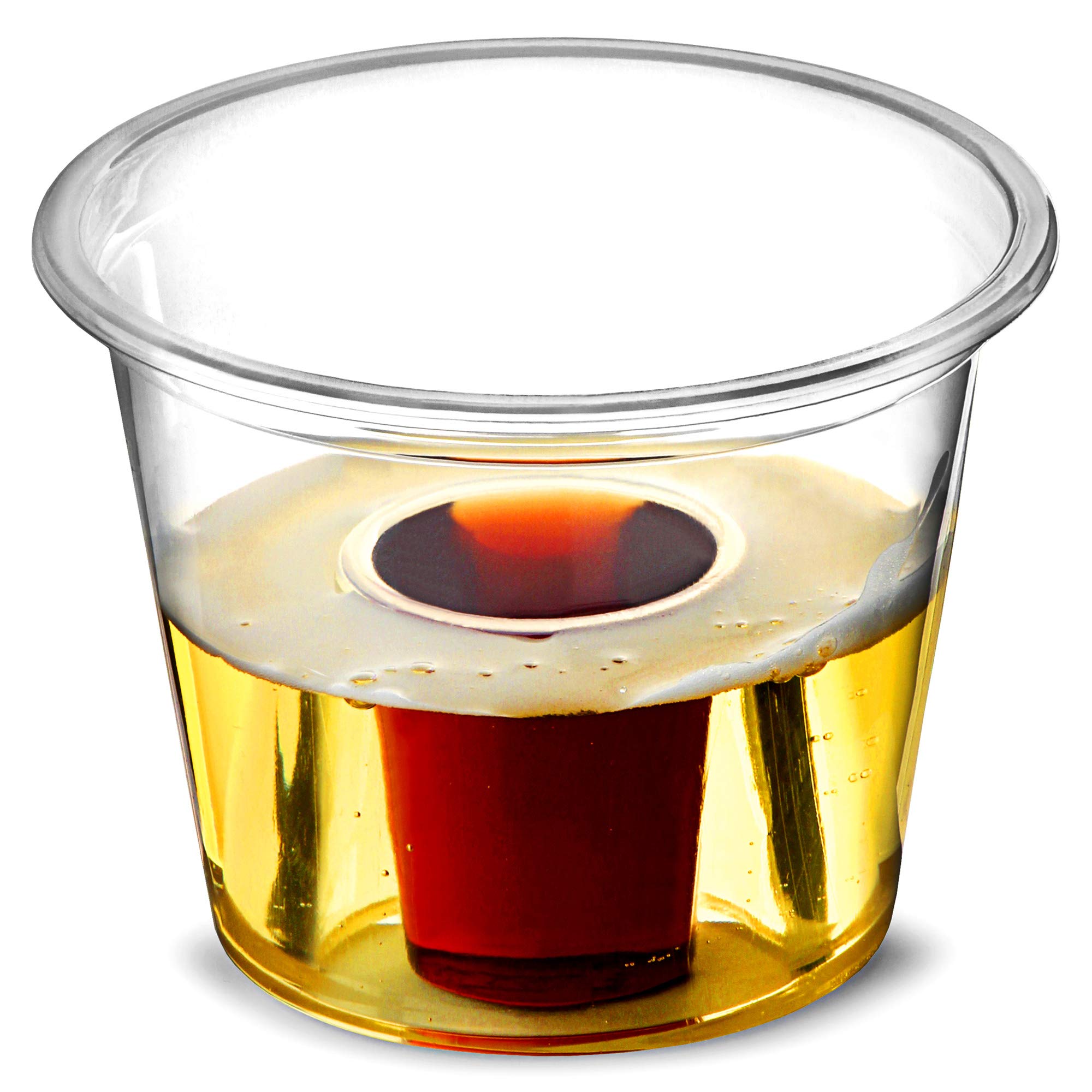 Shot Glasses Plastic for Jager Bomb - Pack of 50 - Disposable Shot Glasses - Perfect Crystal Clear Bomb Shot Cups for Pubs & Parties - 30 ml Disposable Plastic Cups, ‎Transparent