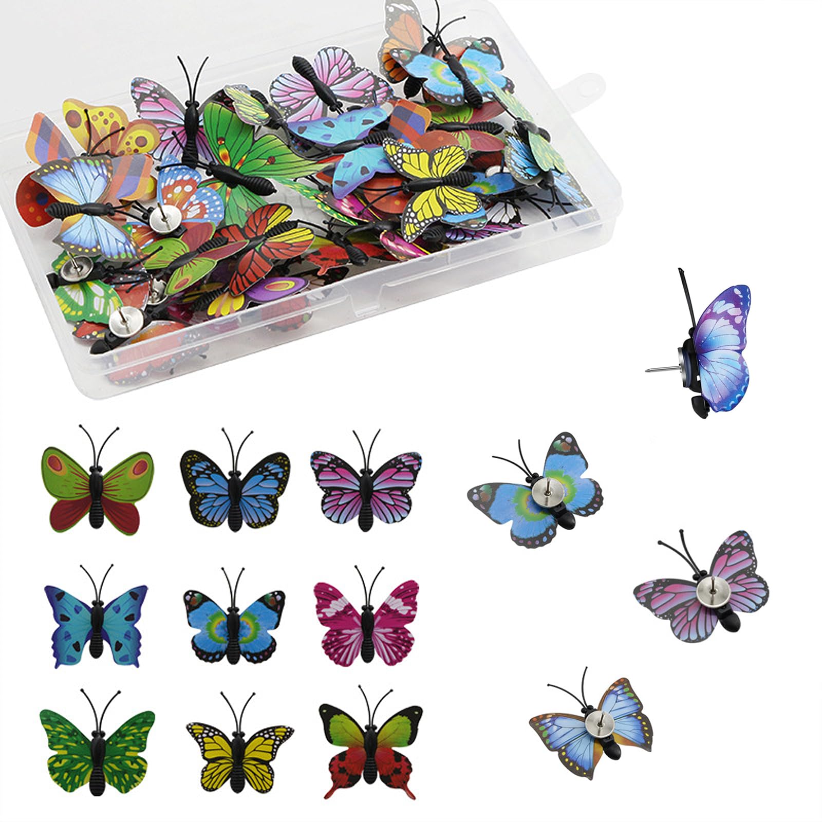 30Pcs Colorful Cute Pushpins Butterfly Push Pins Thumb Tacks Fashionable Decorative Butterfly Pushpins Butterfly Wall Stickers for Bulletin Board and Photos Wall