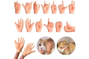 Kaemi 15 Pcs Mini Tiny Hands for Cats Funny Stretchable Little Hands Cute Soft Finger Hands for Finger Puppets Prank Show Cat Lover Gifts Party Favors