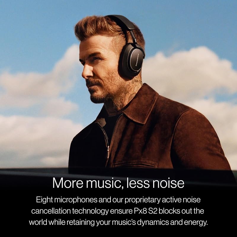 Auscultadores sem fios Px8 S2 Over-Ear com cancelamento de ruído, Bluetooth e carregamento rápido - Warm Stone