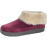 Clarks Womens Slipper Suede Ankle Bootie JMH1883 -Plush Faux Fur Collar and Lining - Indoor Outdoor House Slippers For Women (9 M US, Burgundy)