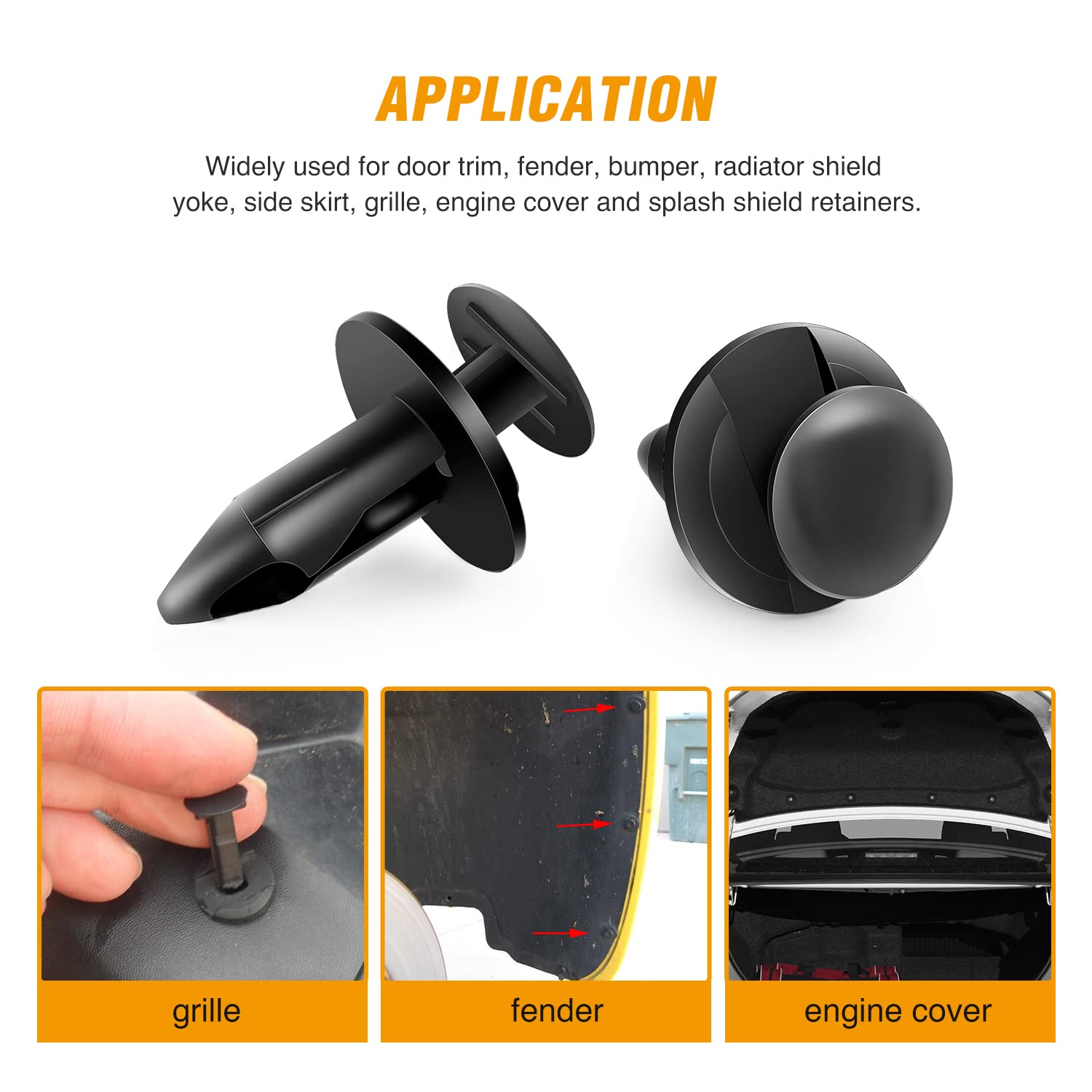 GOOACC 400PCS Universal Plastic Fender Clips, Push Bumper Fastener Rivet Clips Compatible for GM Ford Chrysler Toyota Honda, with 6 Most Popular Sizes