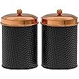 Amici Home Ashby Canister Set for Kitchen Counter | Food Storage Containers with Lids | Kitchen Canisters with Vintage Design | Kitchen Canister with Lid | Black/Copper Set of 2, Medium, 38 Oz Each