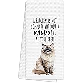 EGBTL Funny Ragdoll Cat Gifts Kitchen Towels, Cat Lover Gifts for Women, Funny Hand Towels for Bathroom Decor, A Kitchen Is Not Complete without A Ragdoll Dishcloths Dish Towel forKitchen 16x24 Inches
