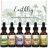 Earthley Wellness Family Organic Herbal Tincture Set, Cough Support Bundle with Elderberry, Cough, Feel Better Fast and More, Alcohol Free Formulas, Carry Bag Included (6 Set, Organic Herbal Formulas)