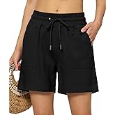 AVICHIC Linen Shorts for Women Casual Wide Leg Loose Drawstring High Waist Summer Beach Shorts 2025 Comfy 5"