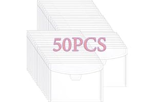 CYFUN DESIGN 50Pieces Clear Stamp and Dies Storage Bags,Plastic Scrapbooking Storage Bags 7.5x5.5inch Die Storage Pockets Resealable Plastic Envelopes Pockets for with Label Stickers for Cutting Dies Stencil Craft