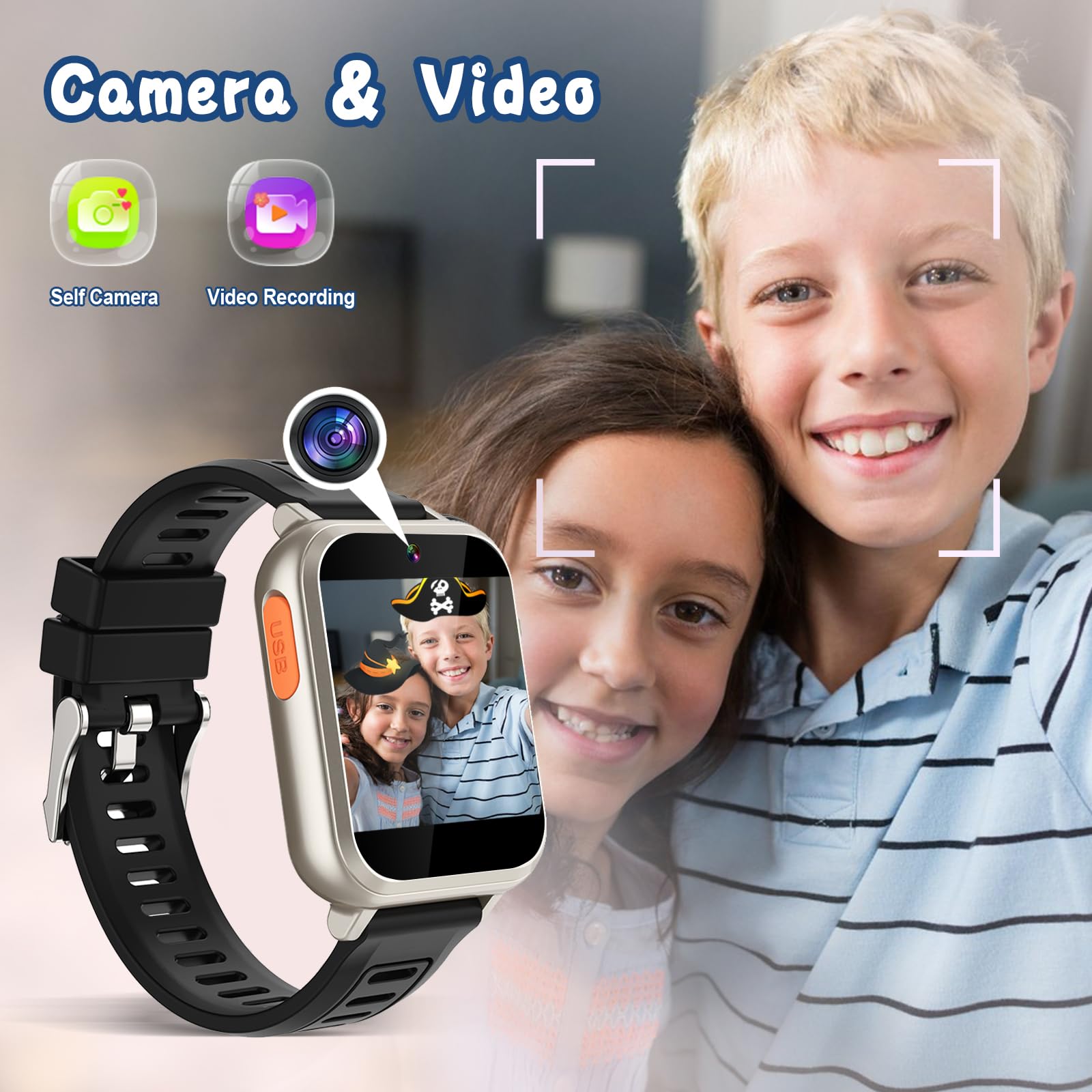 Sedzofan Kids Game Smart Watch with 24 Puzzle Games HD Touch Screen Camera Video Music Player Pedometer Alarm Clock Flashlight 12/24 hr Kids Watches Gift for 4-12 Year Old Boys Girls Toys for Kids