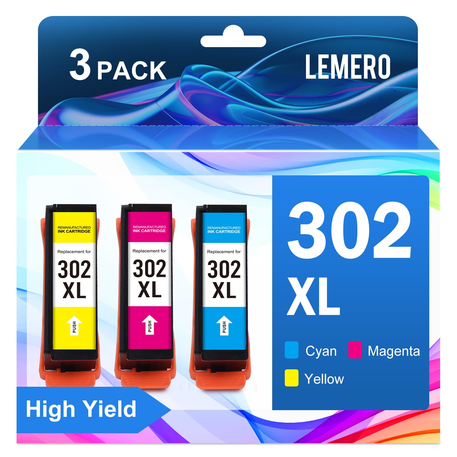 Photo 1 of **Only two pink and yellow**
LEMERO Remanufactured Ink Cartridge Replacement for Epson 302XL 302 XL T302XL to use with Expression Premium XP-6100 XP 6100 XP-6000 302xl Ink cartridges Multipack