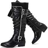 Luoika Women's Extra Wide Calf Knee High Boots, Wide Width Plus Size Knee-High Boots Low Stacked Heel Winter Fall Tall Boots.