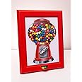 Eye Candy Frame, Candy Dispenser, Gumball Machine in a Frame, For Candies, Nuts, Dog & Cat Treats, Hang on Wall, Stand on Table, Birthday & Holiday Gift for All Ages, Large 15" x 12" (Red)