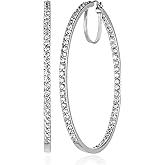 Amazon Essentials Sterling Silver Infinite Elements Cubic Zirconia Round Hoop Earrings (7 cttw) , (previously Amazon Collection)