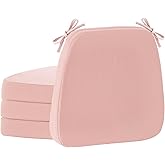 Chair Cushions for Dining & Kitchen Chairs 2'' Thick High-Density Foam with Gel-Infused Non-Slip Removable Washable Cover Ties Comfortable & Breathable Seat Pads (Pink, 4 Count (Pack of 1))