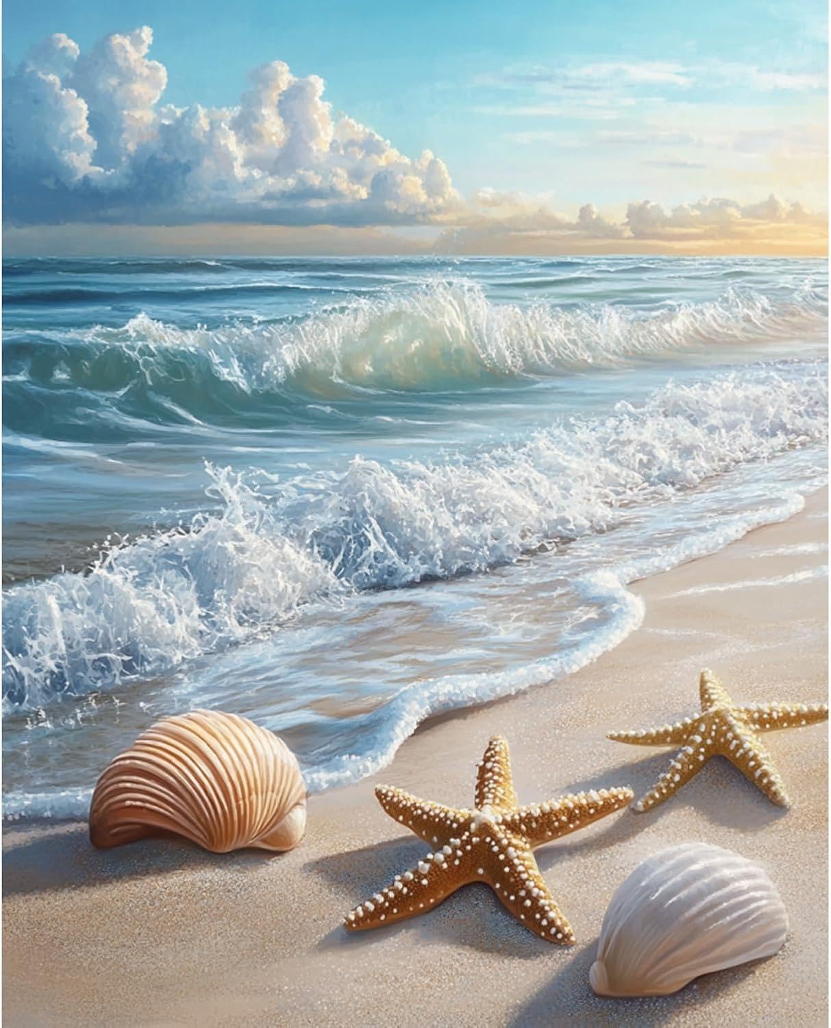 XXXCHENGJIA Paint by Numbers Kit for Adults Beginner Beach DIY Painting Kits for Adults Ocean Easy Adult Paint by Number Kits on Canvas Color by Numbers for Gifts Home Wall Decor 16x20 Inch