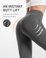 CAMBIVO Yoga Pants for Women High Waisted with Pockets Grey view 4