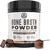 Bone Broth Powder, Pure Grass-Fed Chocolate Beef Bone Broth Protein Powder with 21g Protein and 16g Collagen. Keto, Paleo, Da