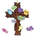 Haooryx Kids' Paper Craft Kit - 24-Pack Make Your Own Prayer Cross Tree Hanging Ornaments DIY Thankful Kids' Paper Craft Faith Trust Love Religious Sunday School Church Learning Education Art Project