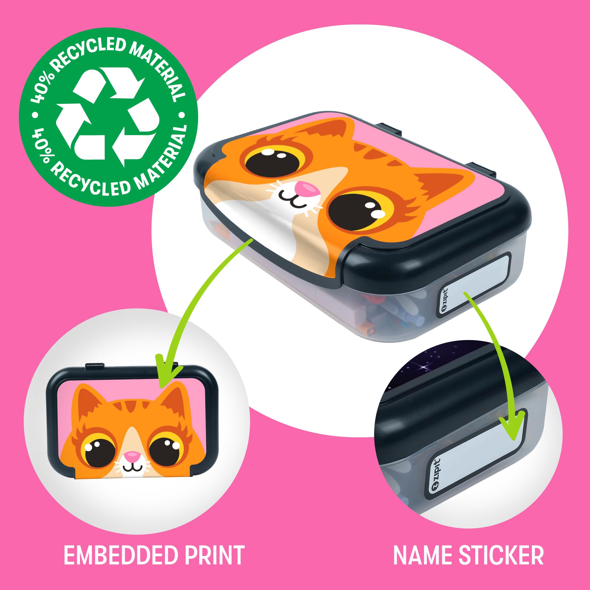 ZIPIT Recycled Plastic Pencil Box for Kids | Pencil Case for School | Large Capacity Pencil Box for Girls and Boys