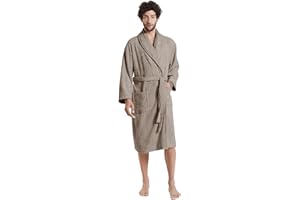 SIORO Mens Terry Cloth Bathrobe Shawl Collar Hotel Spa Cotton Robe Soft Warm Sleepwear Absorbent Calf Length Gown