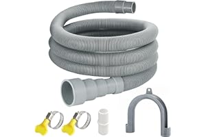 JMLWLZX Universal Washing Machine Drain Hose, 6.5 Feet Flexible Washing Machine Drain Hose, Washer Drain Hose, Portable Discharge Washer Hoses with 1 Extension Adapter and 2 Hose Clamps, 1 U-Bend Hose Holder