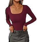 PRETTYGARDEN Long Sleeve Shirts for Women Spring 2026 Ribbed Basic Tees Scoop Neck Trendy Going Out Tops Fashion Clothing
