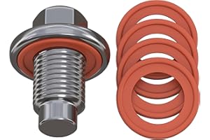 Oil Drain Plug Steel with Zinc Coating M14x1.5 with 5 Rubber Washer Gasket Seal – 14mm Replacement for Chrysler/Dodge/Jeep/Fiat/Ram - OEM 6507741AA Fits for Mopar 2003-2023 by AUTOMAJOR