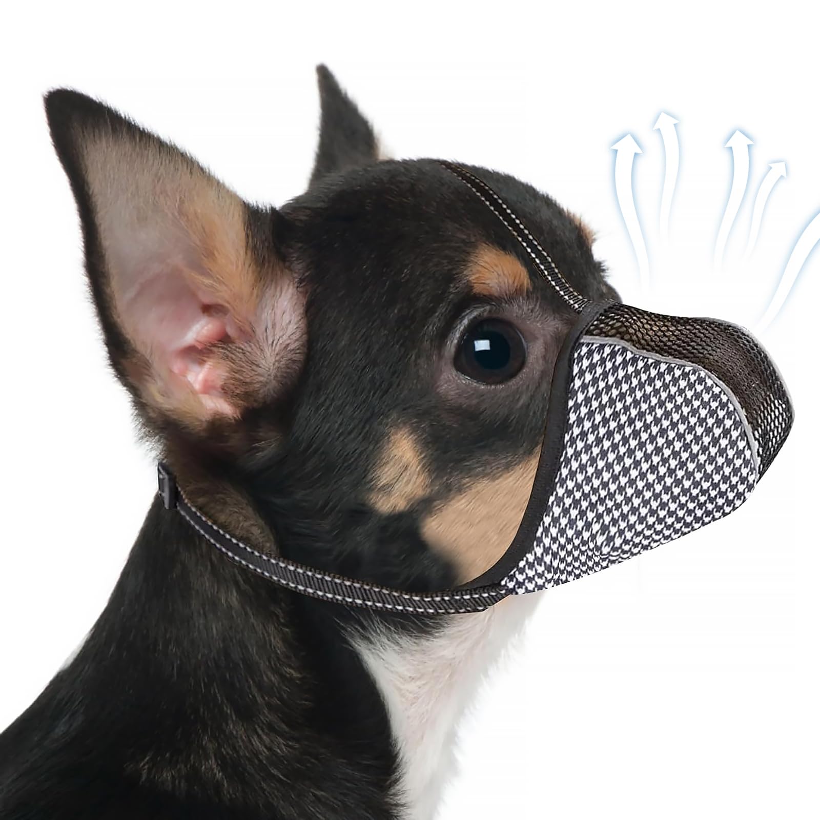 Dog Muzzles for Small Dog, Soft Air Mesh Anti-Biting Licking Chewing, Breathable Reflective Adjustable Mouth Guard Cover for Grooming Scavenging