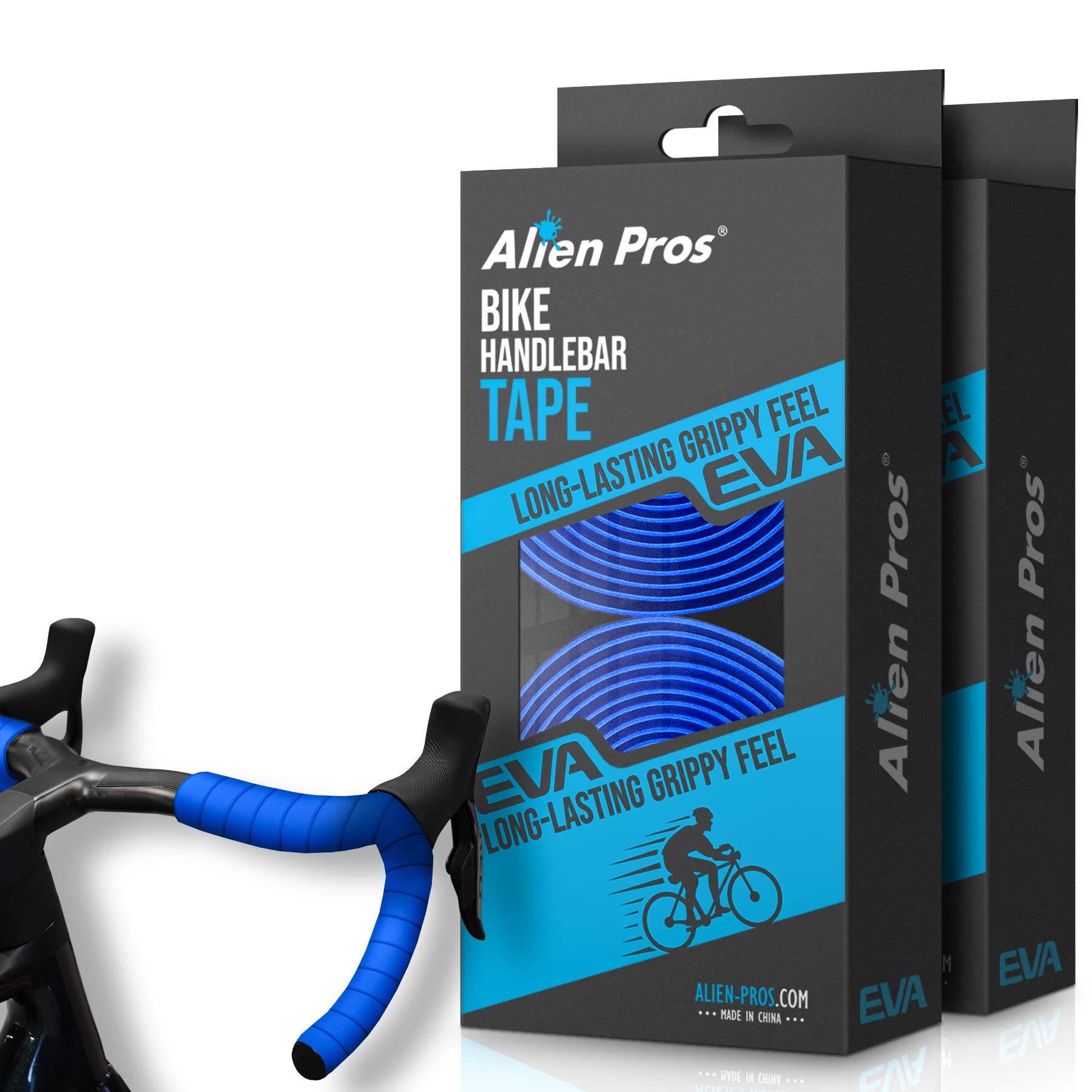 Alien Pros Bike Handlebar Tape EVA (Set of 4) Blue - Enhance your bike grip with these bicycle handle bar tape - Wrap your bike for an awesome comfortable ride (Set of 4, Blue)
