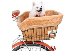 ANZOME Dog Bicycle Basket Liner, Warm and Soft Small Pets Bike Basket Cover with Durable Canvas Outside,Easy to Install Comfort Padded Bike Basket Liner for Dog Carrier(Basket Not Included)