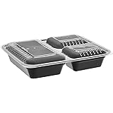 Amazon Basics 3 Compartment Meal Prep Containers - BPA Free, Microwave/Dishwasher/Freezer Safe, 36 ounces, 15-Pack