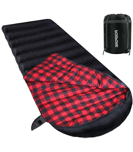 100% Cotton Sleeping Bag For Adults - Cold Weather Camping With Compression Sack