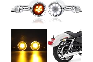 Rich Choices 2pcs Black 15 LED Motorcycle Stop Brake Running Turn Signal Indicator Amber Lights Compatible with Street Bike Chopper dirt bike scooter Cafe Racer (Chrome-Amber&White Light)